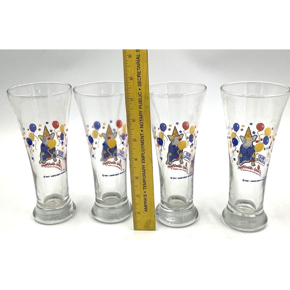 4 Bud‎ Light Spuds Mackenzie Beer Glass 1987 Budweiser Party 7.5" VTG - Picture 4 of 4